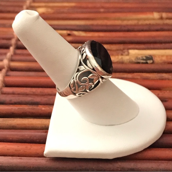 Silpada Sterling Silver Black Chalcedony Ring Size 7.5 - Picture 4 of 9
